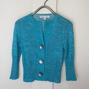 Curio New York Aqua Blue Chunky Knit Cardigan
